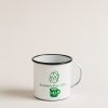 Taza de metal verde, a Coffee for the Earth café para todos, café por un mundo mejor