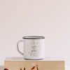 Taza de metal gris, a Coffee for grandpa, café para todos, café por un mundo mejor